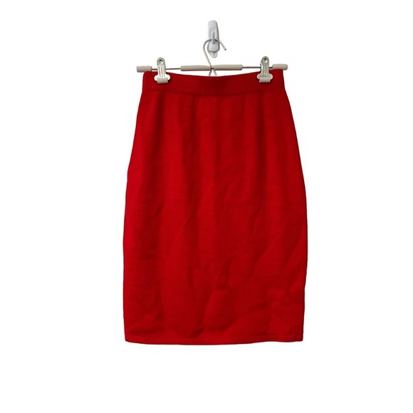 St John Womens Red Santana Knit Career Pencil Pull On Skirt Size 6 - Picture 1 of 4